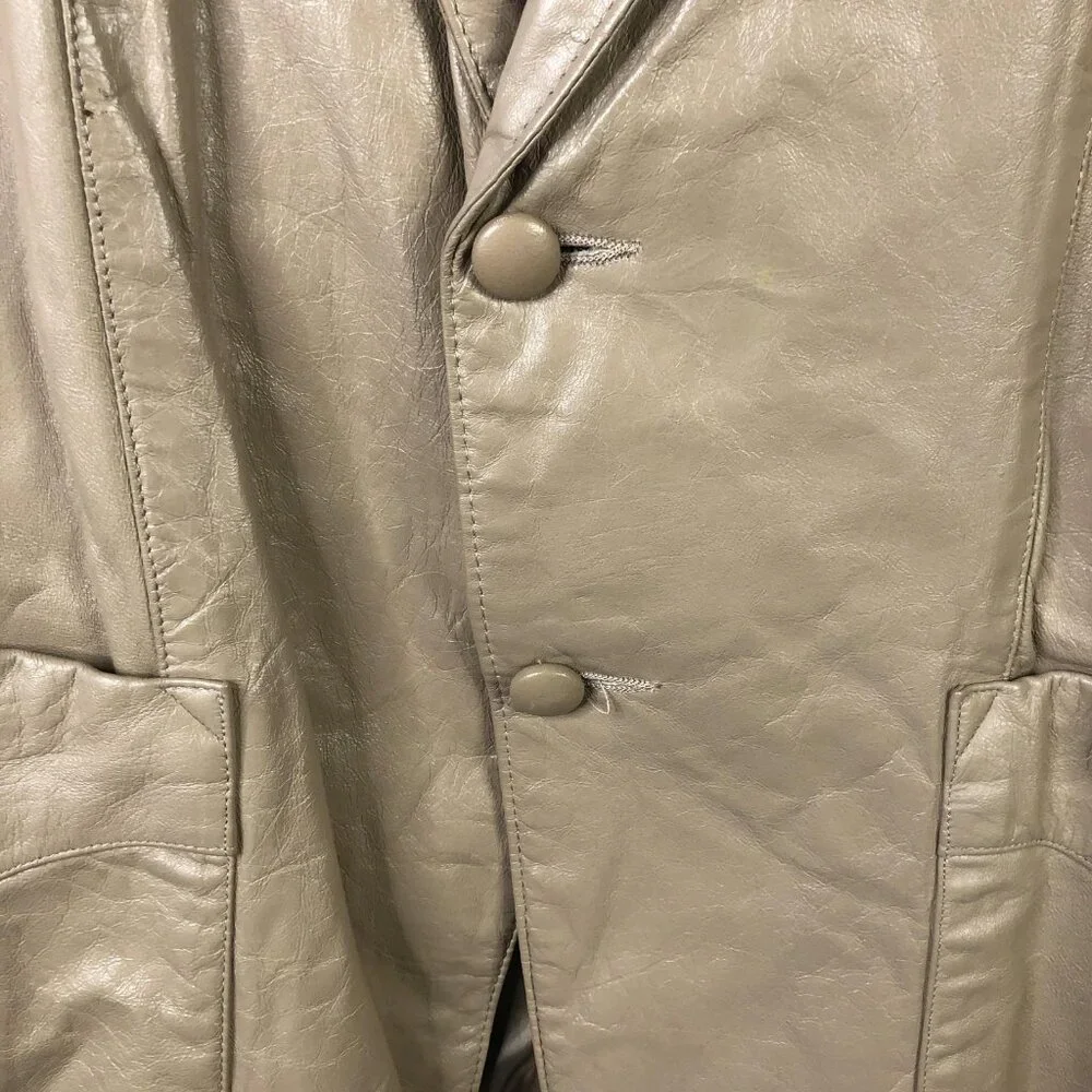 Continental Blazer Mens 44 Beige Leather Western Sport Coat Two Button USA
